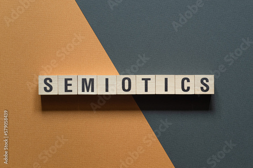 Semiotics - word concept on cubes photo