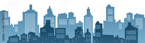 Принти на полотні Blue Silhouette Cityscape PNG.