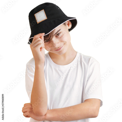 Portrait of nice cheerful smiling 10-year-old boy isolated on blue background in white shirt. back to school concept mit copy space for text. clever schoolboy exudes joy. back-to-school banner