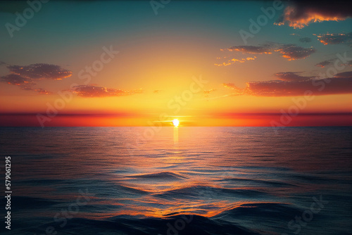  Colorful nature sea sky  sunset sunrise over the sea ocean. Scenery sunset sunrise sea landscape. Empty tropical landscape.