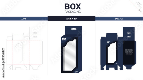 Box packaging and mockup die cut template