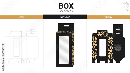 Box packaging and mockup die cut template