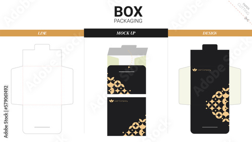 Box packaging and mockup die cut template