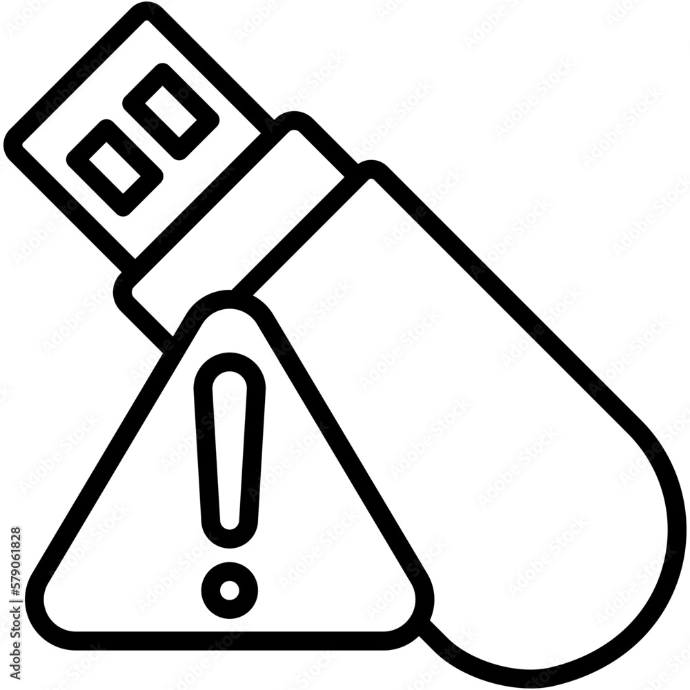 usb flash drive with triangle alert symbol icon usb flash drive with triangle alert symbol icon