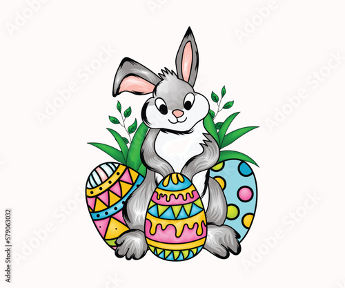 Easter bunny or rabbit Sublimation design Premium vectors