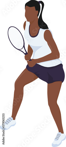 A woman playing tennis.