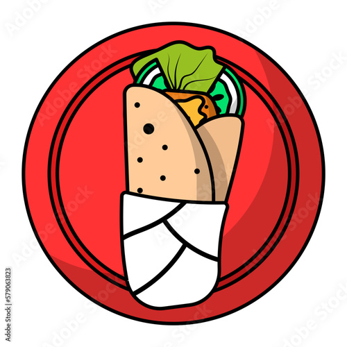 chawarma or shaurma Concept vector outline color icon design, Asian Cuisine symbol, Famous Dish Sign, Street Food stock illustration 