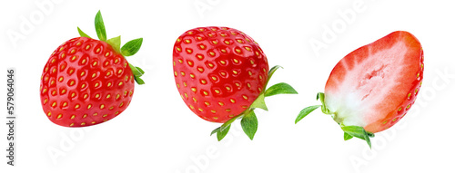 Fototapeta Naklejka Na Ścianę i Meble -  strawberry isolated on white.
strawberry png.healthy food red strawberry.juicy straw group.banner size