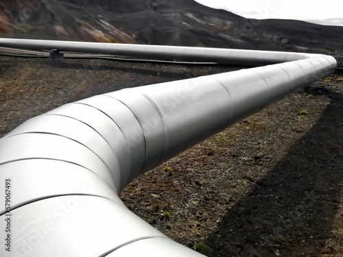 Oil and gas pipeline through an arctic desert landscape, Alaska, USA