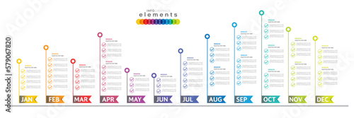 infographic Project timeline graph for 12 months modern diagram calendar, presentation vector infographic.