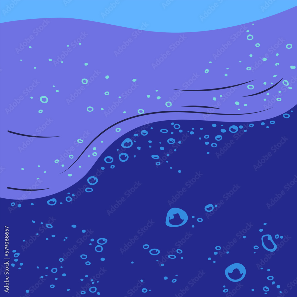 Graphic Underwater Bubbles Square Illustration