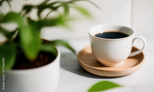 cup of coffee on the table, relax lifestyle, meditation, restaurant, coffee shop, plants, flora, nice vegetation