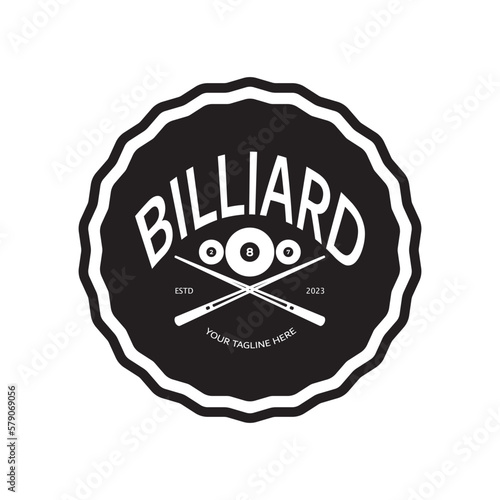 simple billiards logo template illustration with billiard balls and sticks,design for billiards booth,billiards business,bills competition,mobile billiards game,app,badge,billiards sport,vector