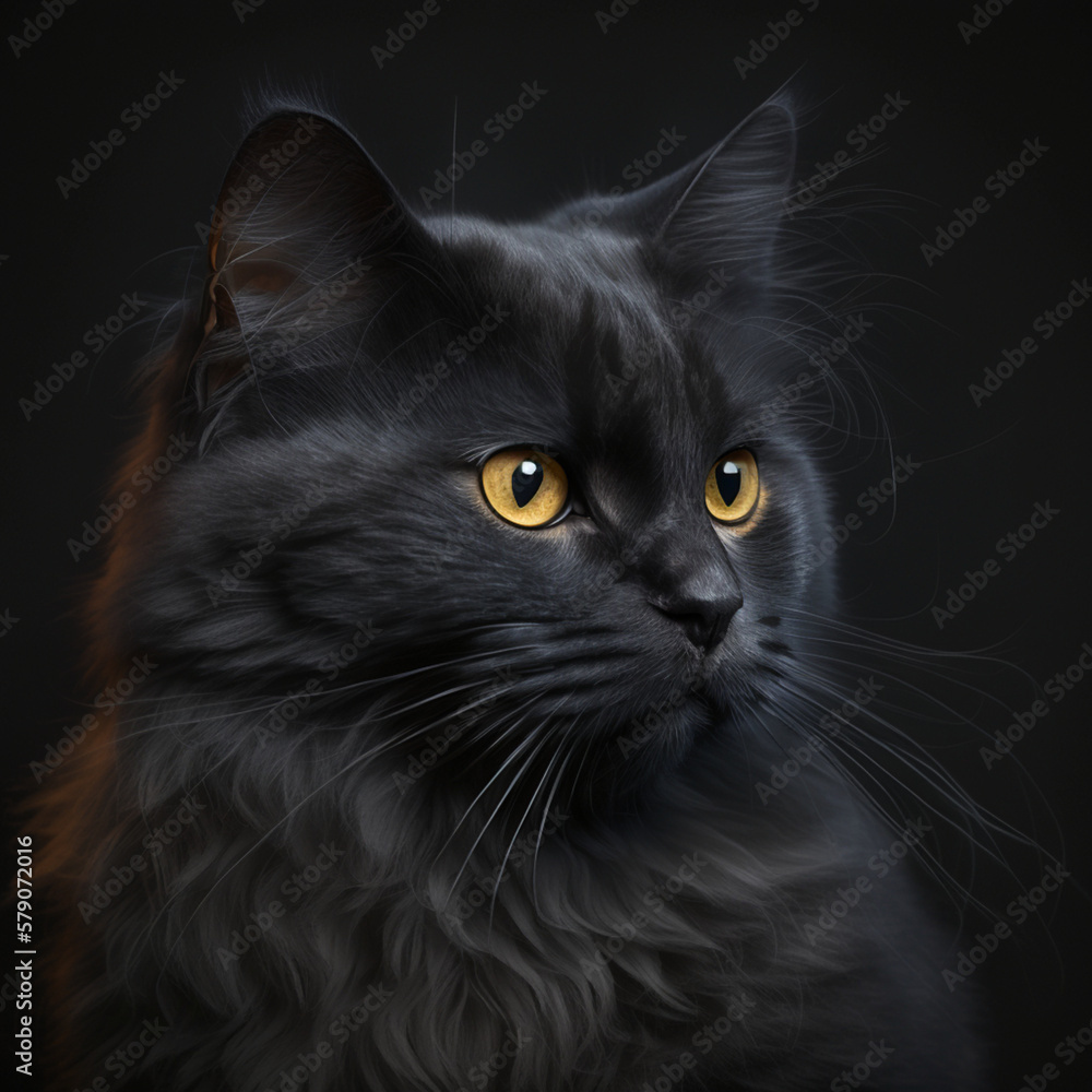 A black cat with dark background A black cat with dark background