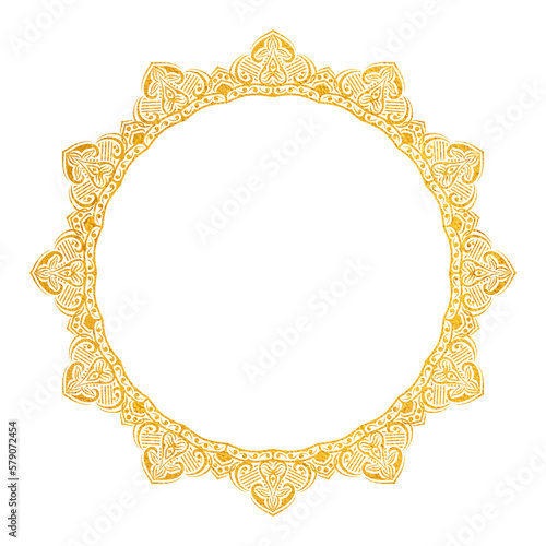 golden circle frame with mandala motif