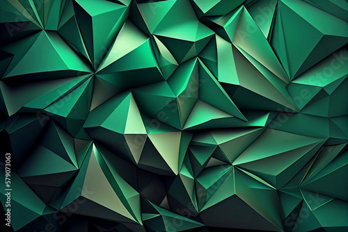 Abstract geometric green background. Generative AI.