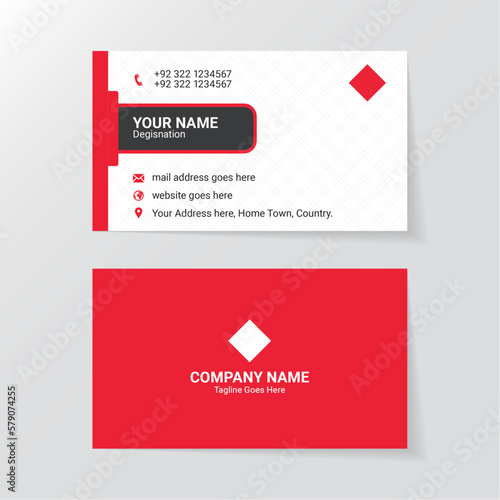 Red and White Business Card Design, Visiting Card Template