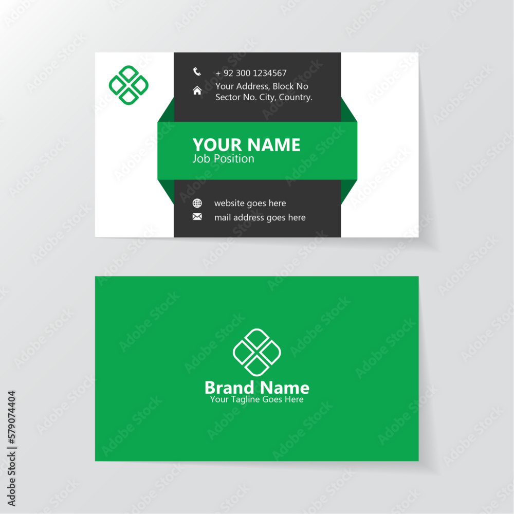 White and Green Business Card Template, Professional Visiting Card Design, style and modern card White and Green Business Card Template, Professional Visiting Card Design, style and modern card