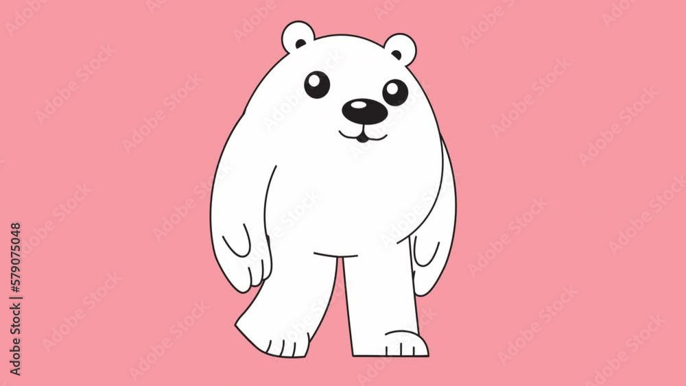 Animation of white bear walking. funny walk cycle of cartoon character. transparent background Animation of white bear walking. funny walk cycle of cartoon character. transparent background
