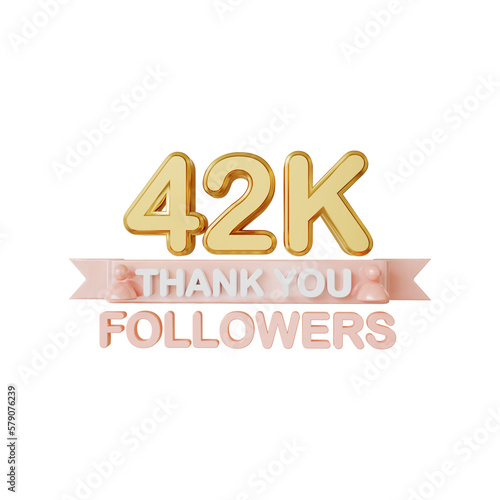 42k followers gold 3D Rendering photo