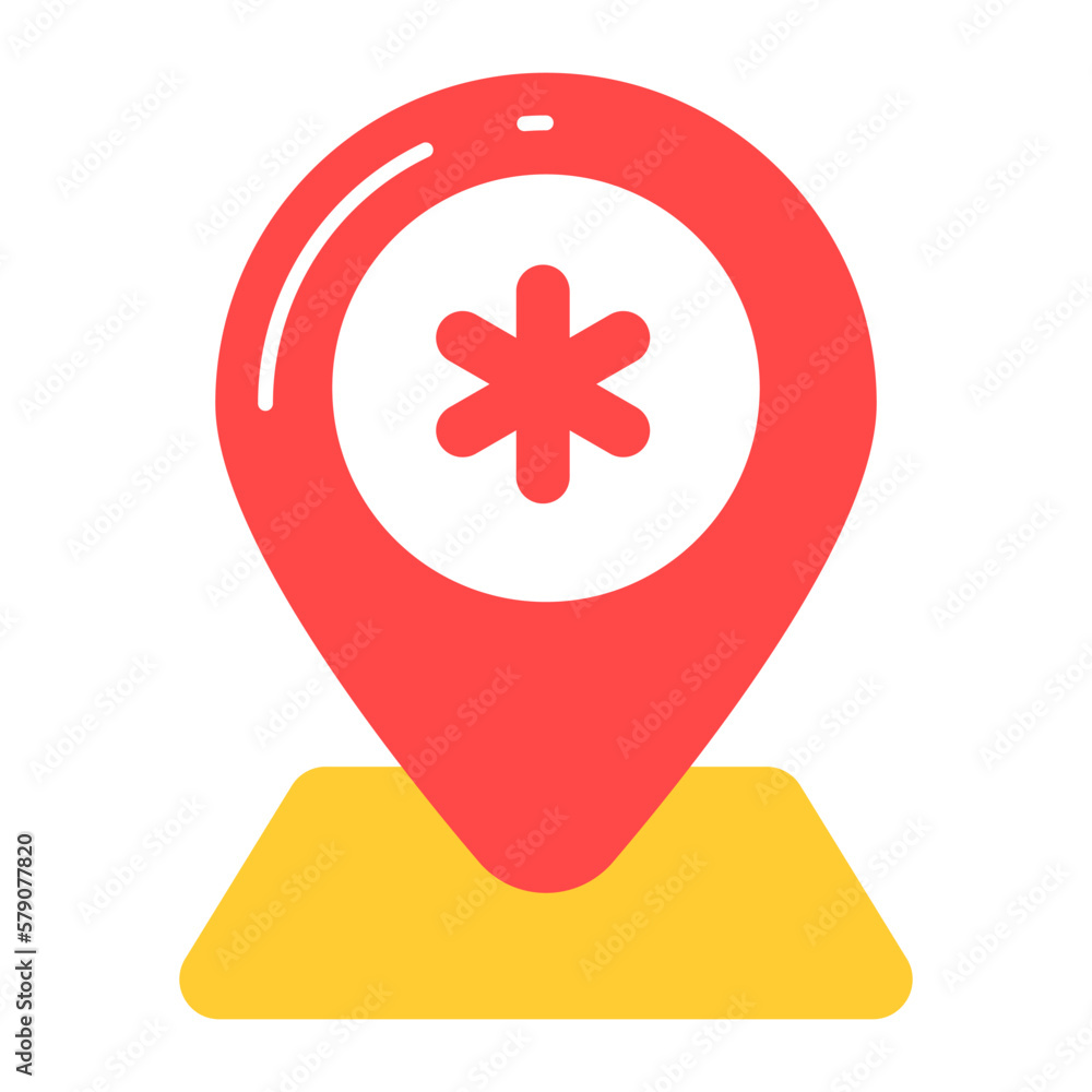 Map pointer vector, trendy icon of hospital location Map pointer vector, trendy icon of hospital location