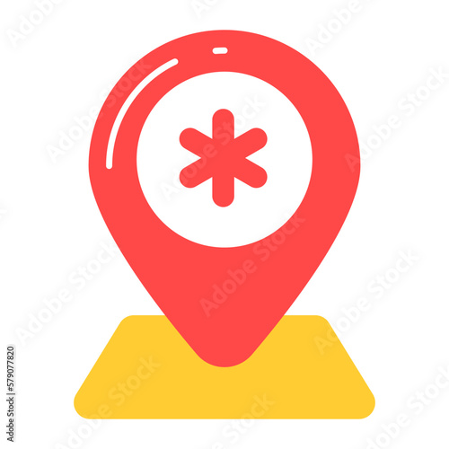 Map pointer vector, trendy icon of hospital location