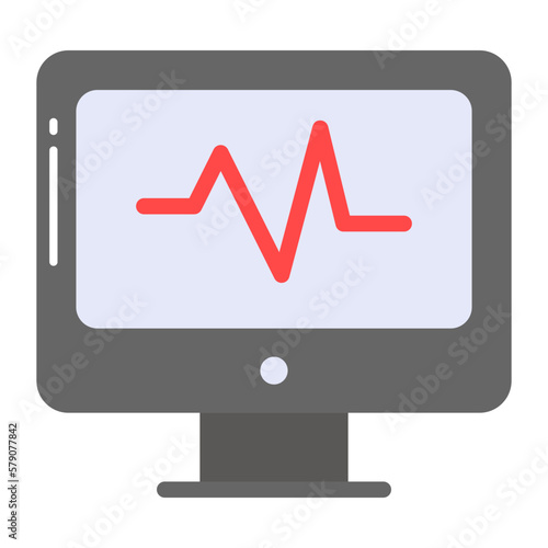 Heartbeat inside the monitor vector icon of medical equipment