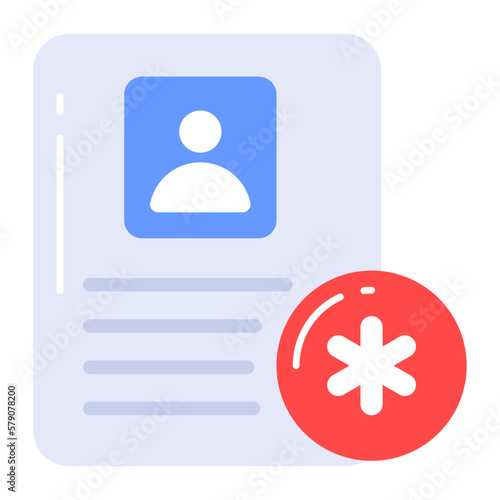 Case history editable vector, medical record document,