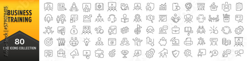 Business training line icons collection. Big UI icon set in a flat design. Thin outline icons pack. Vector illustration EPS10