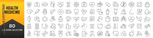 Leinwand Poster Health and medicine line icons collection