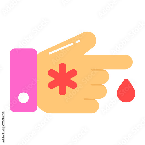 Hand with blood drop vector design of blood test, easy to use icon