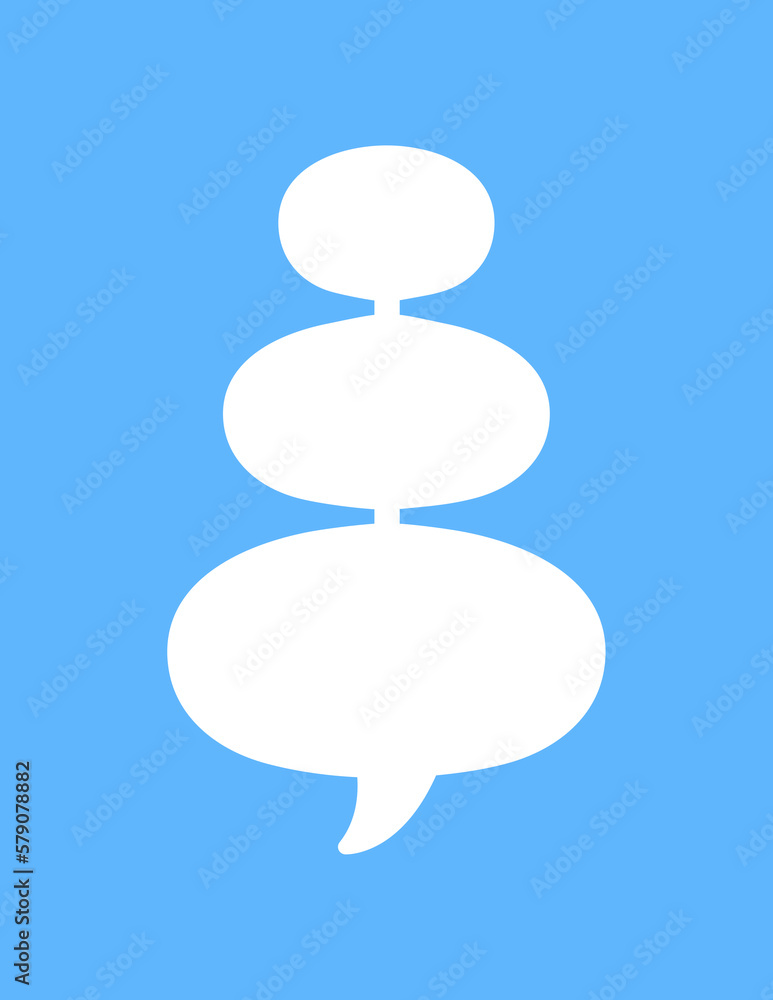 White speech bubbles vector element on blue background, Text balloon, Vector icon. White speech bubbles vector element on blue background, Text balloon, Vector icon.