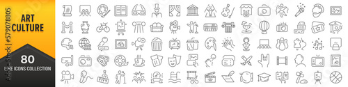 Art and culture line icons collection. Big UI icon set in a flat design. Thin outline icons pack. Vector illustration EPS10