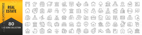 Real estate line icons collection. Big UI icon set in a flat design. Thin outline icons pack. Vector illustration EPS10
