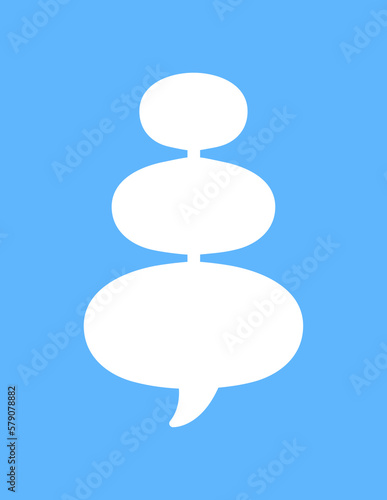 White speech bubbles vector element on blue background, Text balloon, Vector icon.