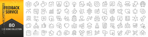 Feedback service line icons collection. Big UI icon set in a flat design. Thin outline icons pack. Vector illustration EPS10