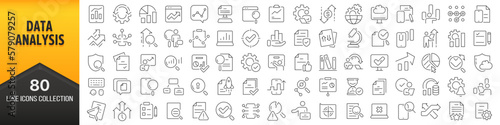 Data analysis line icons collection. Big UI icon set in a flat design. Thin outline icons pack. Vector illustration EPS10