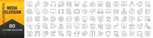 Foto Media and television line icons collection