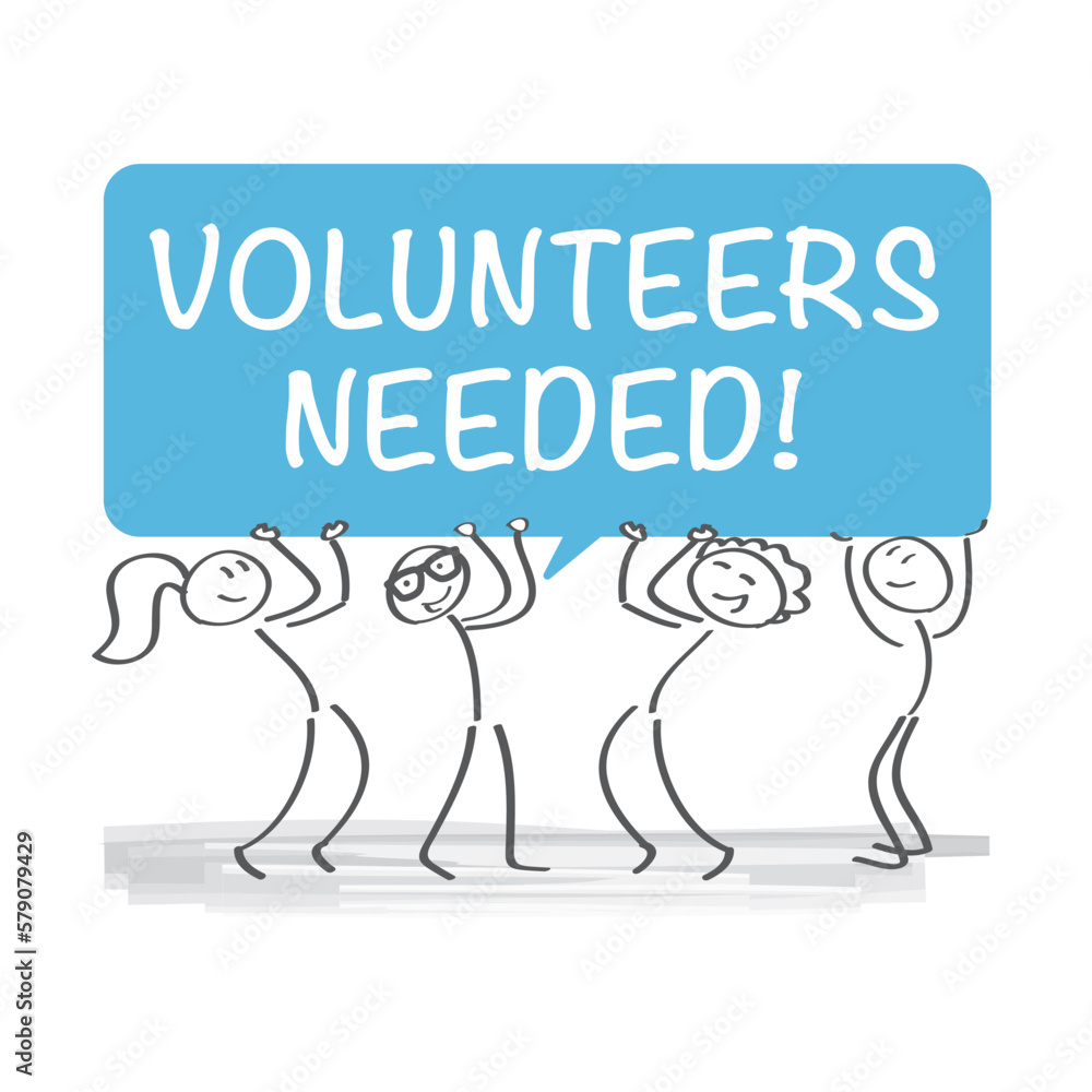 Volunteers needed vector illustration on white background