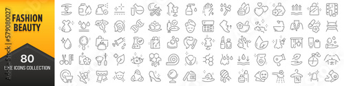 Fashion and beauty line icons collection. Big UI icon set in a flat design. Thin outline icons pack. Vector illustration EPS10