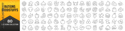 Rations and foodstuffs line icons collection. Big UI icon set in a flat design. Thin outline icons pack. Vector illustration EPS10