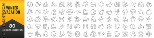 Winter vacation line icons collection. Big UI icon set in a flat design. Thin outline icons pack. Vector illustration EPS10