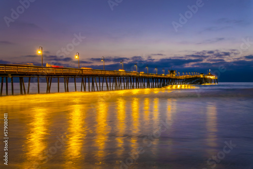 Imperial beach pier iat night in San Diego, California photo
