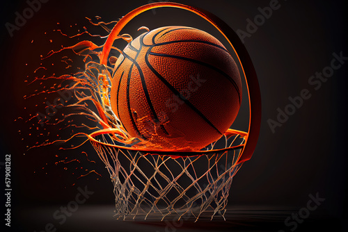 Basketball scoring basket at a sports arena. Generative Ai © hassanmim2021