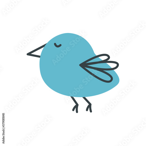 Simple cute bird in doodle style. Element for spring or summer design