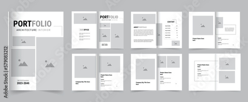architecture portfolio, real estate or interior portfolio, creative and minimal design layout
