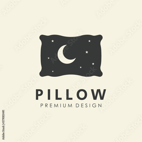 Sleeping Pillow Logo Template. Logo for Business, Interior, Furniture and Sleep Symbol.