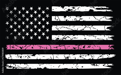 Thin Pink Line With Distressed Flag Design