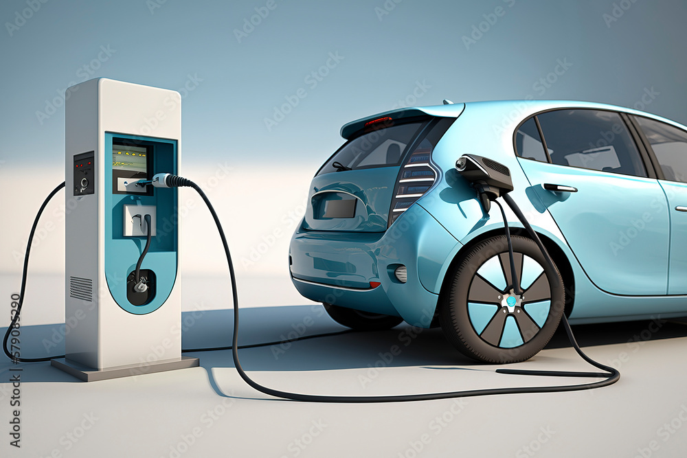 New energy vehicles are charging and charging piles beside the road. AI technology generated image	
. AI technology generated image