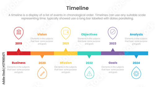 timeline set of point infographic with long rectangle box and small arrow callout concept for slide presentation template banner